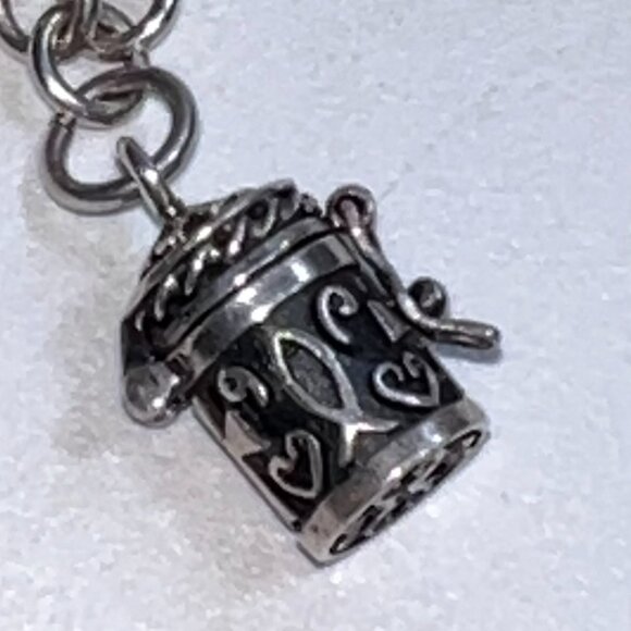 Vintage 925 Sterling Silver Prayer Box Hope Chest Charm Pendant heart bracelet - Picture 5 of 5
